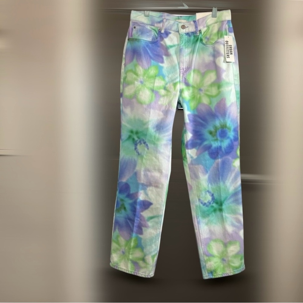 BDG by Urban Outfitters Cowboy Jeans Watercolor Floral Tie-Dye High Rise 31 - Picture 14 of 16